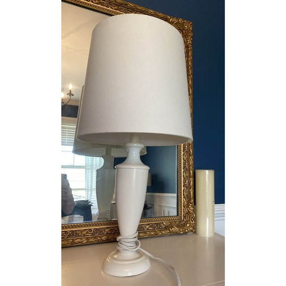 Pottery Barn Other - NEW Pottery Barn Cream/white Metal Table Lamp Base w/ White Linen shade 25” Tall